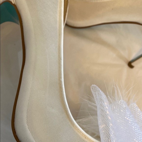 Betsey Johnson Cream and White Stiletto Heels with Feather Embellishments - Picture 4 of 9